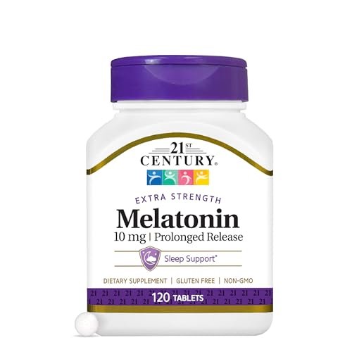 SMART MONKEY TECHNOLOGIES 21st Century Melatonin 10 mg Zeitfreisetzung, 120 Tabletten | Nicht gewohnheitsbildendes Schlafmittel für Erwachsene | Jetlag & Schichtarbeit | Fördert erholsamen Schlaf | Glutenfrei & ohne Gentechnik