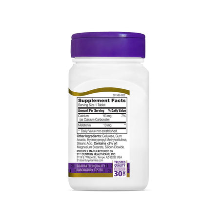 SMART MONKEY TECHNOLOGIES 21st Century Melatonin 10 mg Zeitfreisetzung, 120 Tabletten | Nicht gewohnheitsbildendes Schlafmittel für Erwachsene | Jetlag & Schichtarbeit | Fördert erholsamen Schlaf | Glutenfrei & ohne Gentechnik