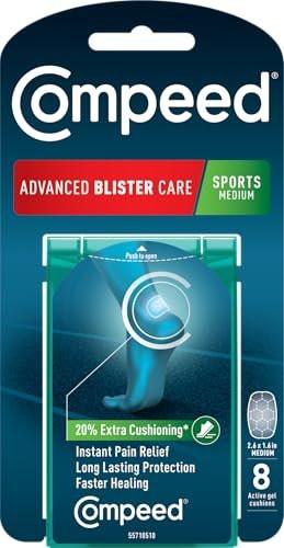 Compeed Advanced Blasenpflaster Sport Medium – Hydrokolloid-Gel-Polster für sofortige Schmerzlinderung und schnellere Heilung, 8 Stück (2er-Pack)