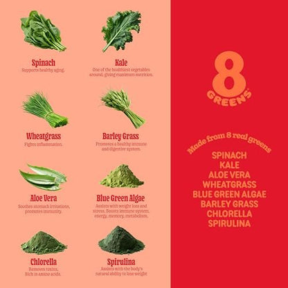 8Greens Supergreens Tabletten – Superfood-Tabletten für Stoffwechsel, Immunsystem & Konzentration, tägliche grüne Brausetabletten, Bio: Aloe Vera, Spirulina, Chlorella, Blutorange, 10 Portionen