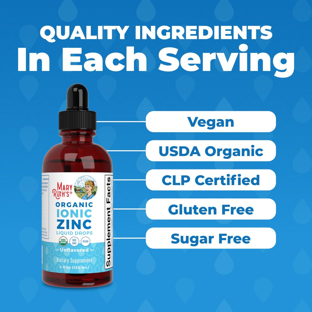 MaryRuth's Bioflüssiges organisches Zink für Kinder & Erwachsene | Immununterstützung | Hautgesundheit | Antioxidans | Zellstoffwechsel | Zinksulfat | Vegan | Ohne Zucker | Glutenfrei | 118 ml