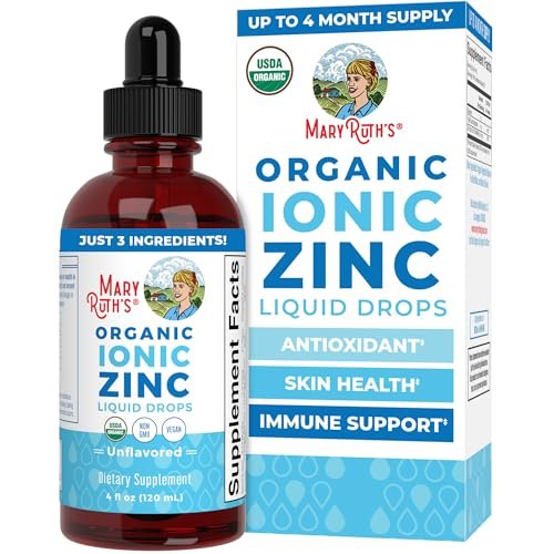MaryRuth's Bioflüssiges organisches Zink für Kinder & Erwachsene | Immununterstützung | Hautgesundheit | Antioxidans | Zellstoffwechsel | Zinksulfat | Vegan | Ohne Zucker | Glutenfrei | 118 ml