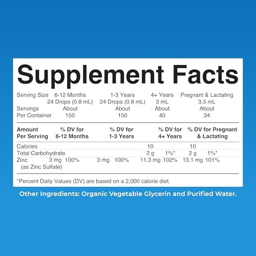 MaryRuth's Bioflüssiges organisches Zink für Kinder & Erwachsene | Immununterstützung | Hautgesundheit | Antioxidans | Zellstoffwechsel | Zinksulfat | Vegan | Ohne Zucker | Glutenfrei | 118 ml