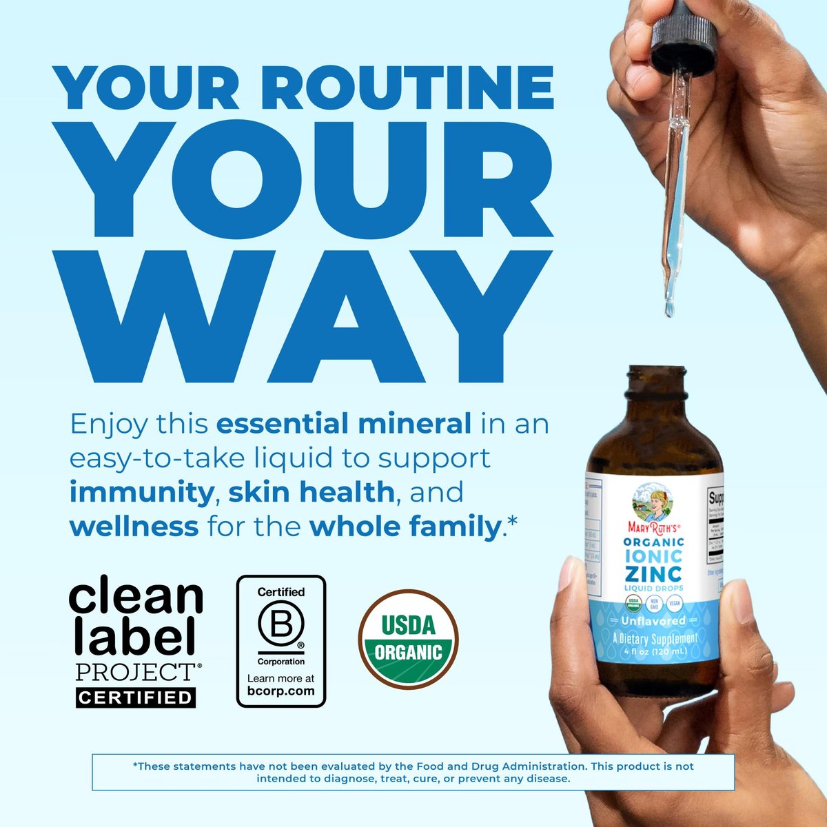 MaryRuth's Bioflüssiges organisches Zink für Kinder & Erwachsene | Immununterstützung | Hautgesundheit | Antioxidans | Zellstoffwechsel | Zinksulfat | Vegan | Ohne Zucker | Glutenfrei | 118 ml