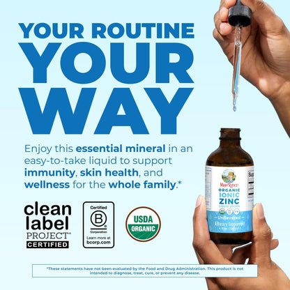 MaryRuth's Bioflüssiges organisches Zink für Kinder & Erwachsene | Immununterstützung | Hautgesundheit | Antioxidans | Zellstoffwechsel | Zinksulfat | Vegan | Ohne Zucker | Glutenfrei | 118 ml