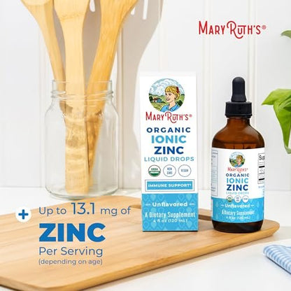 MaryRuth's Bioflüssiges organisches Zink für Kinder & Erwachsene | Immununterstützung | Hautgesundheit | Antioxidans | Zellstoffwechsel | Zinksulfat | Vegan | Ohne Zucker | Glutenfrei | 118 ml