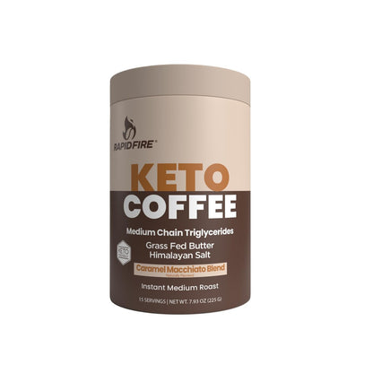 Rapidfire Keto Kaffee Instantkaffee-Mix, Karamell-Macchiato-Geschmack, 7,93 Unzen (255g), 15 Portionen