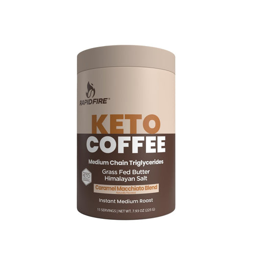 Rapidfire Keto Kaffee Instantkaffee-Mix, Karamell-Macchiato-Geschmack, 7,93 Unzen (255g), 15 Portionen