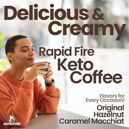Rapidfire Keto Kaffee Instantkaffee-Mix, Karamell-Macchiato-Geschmack, 7,93 Unzen (255g), 15 Portionen