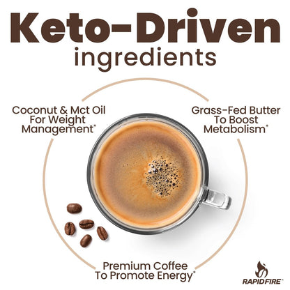 Rapidfire Keto Kaffee Instantkaffee-Mix, Karamell-Macchiato-Geschmack, 7,93 Unzen (255g), 15 Portionen