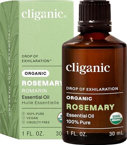 Cliganic Bio Rosmarin Ätherisches Öl, 30 ml - 100% rein natürlich unverdünnt, für Aromatherapie | Non-GMO zertifiziert