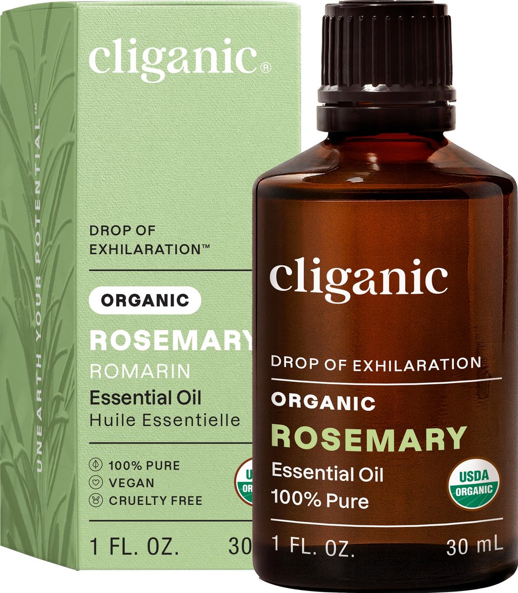 Cliganic Bio Rosmarin Ätherisches Öl, 30 ml - 100% rein natürlich unverdünnt, für Aromatherapie | Non-GMO zertifiziert