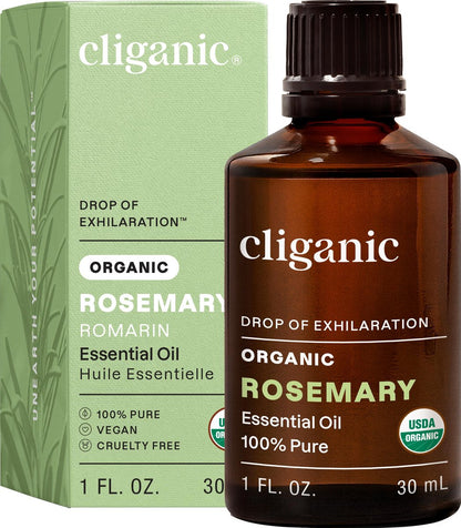 Cliganic Bio Rosmarin Ätherisches Öl, 30 ml - 100% rein natürlich unverdünnt, für Aromatherapie | Non-GMO zertifiziert