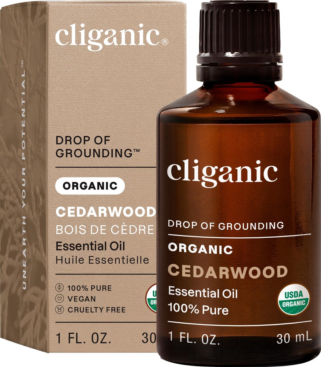 Cliganic Bio Zedernholz ätherisches Öl – 100% reines, natürliches, unverdünntes Öl für Aromatherapie-Diffuser | Non-GMO verifiziert