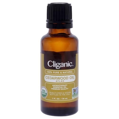 Cliganic Bio Zedernholz ätherisches Öl – 100% reines, natürliches, unverdünntes Öl für Aromatherapie-Diffuser | Non-GMO verifiziert