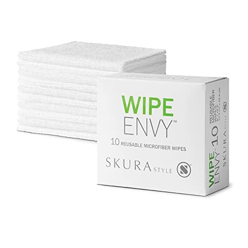 Skura Style WIPE ENVY™ Allzweck-Mikrofasertücher – fusselfrei, wiederverwendbar, 10 Stück, Weiß
