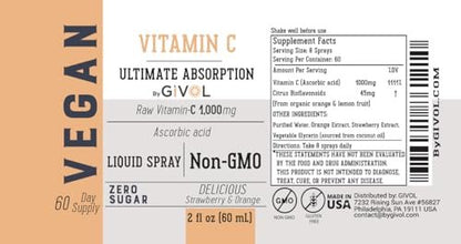 GIVOL Vitamin Spray: Tägliches Flüssigextrakt mit Zitrone, Orange, Erdbeere, 60 ml (60-Tage-Vorrat)