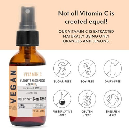 GIVOL Vitamin Spray: Tägliches Flüssigextrakt mit Zitrone, Orange, Erdbeere, 60 ml (60-Tage-Vorrat)