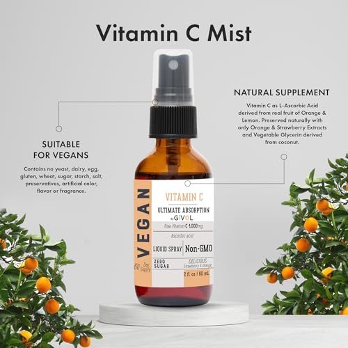GIVOL Vitamin Spray: Tägliches Flüssigextrakt mit Zitrone, Orange, Erdbeere, 60 ml (60-Tage-Vorrat)