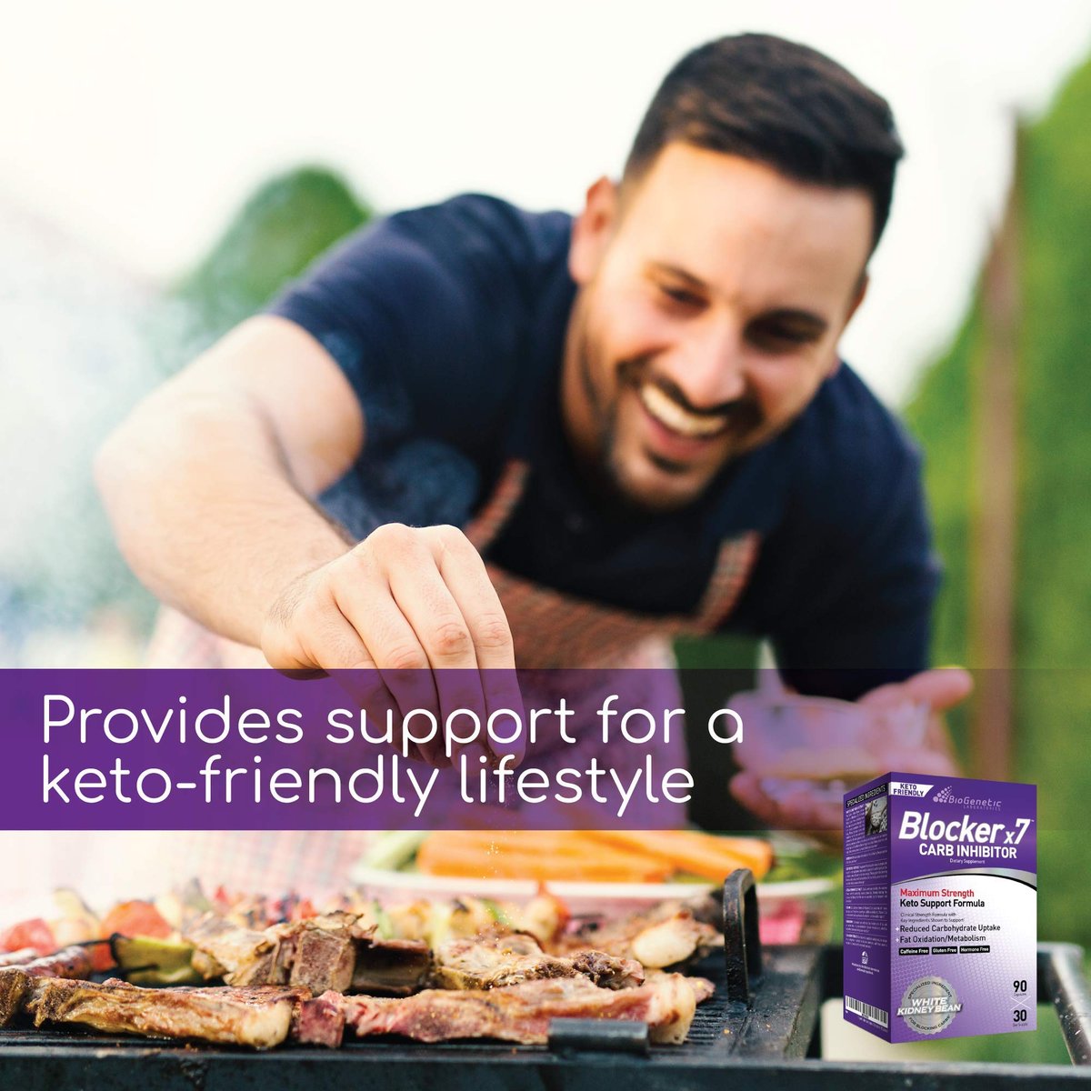 BioGenetic Laboratories Carb Blocker X7 – Weiße Kidneybohne Keto-freundlich – Appetitzügler für ideales Körpergewicht (90 Kapseln)