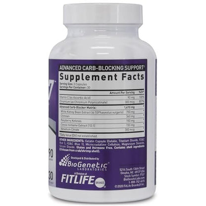 BioGenetic Laboratories Carb Blocker X7 – Weiße Kidneybohne Keto-freundlich – Appetitzügler für ideales Körpergewicht (90 Kapseln)