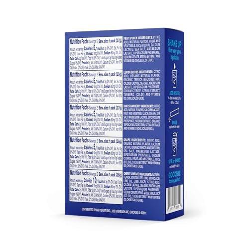 GoHydrate Instant Hydration Pulverbeutel - Elektrolyte Getränk mit wenig Natrium, natürliche Hydratation, zuckerfrei, mit Vitamin D, 10 Beutel, gemischter Geschmack