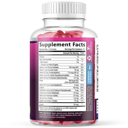Nature's Nutrition Multivitamin Gummis für Erwachsene – Tägliche Multivitamine mit Vitamin A, C, D, B12 für Frauen und Männer – Immununterstützung – 90 Gummis