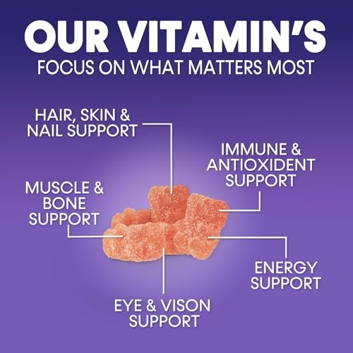 Nature's Nutrition Multivitamin Gummis für Erwachsene – Tägliche Multivitamine mit Vitamin A, C, D, B12 für Frauen und Männer – Immununterstützung – 90 Gummis