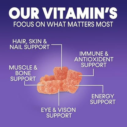 Nature's Nutrition Multivitamin Gummis für Erwachsene – Tägliche Multivitamine mit Vitamin A, C, D, B12 für Frauen und Männer – Immununterstützung – 90 Gummis