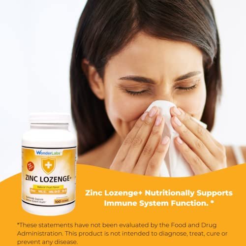 Wonder Laboratories Zink Lutschtabletten mit Vitamin C – Fruchtgeschmack, Immununterstützung mit 25 mg Zink und 30 mg Vitamin C pro Lutschtablette, 100 Lutschtabletten