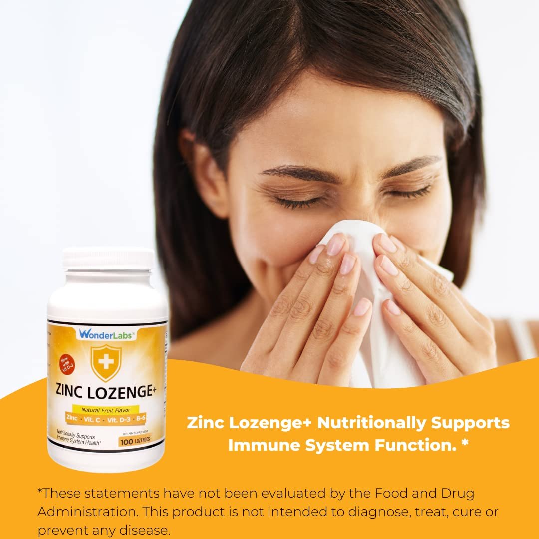 Wonder Laboratories Zink Lutschtabletten mit Vitamin C – Fruchtgeschmack, Immununterstützung mit 25 mg Zink und 30 mg Vitamin C pro Lutschtablette, 100 Lutschtabletten