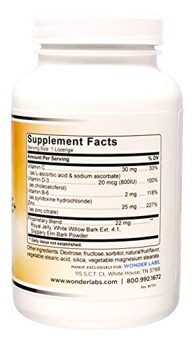 Wonder Laboratories Zink Lutschtabletten mit Vitamin C – Fruchtgeschmack, Immununterstützung mit 25 mg Zink und 30 mg Vitamin C pro Lutschtablette, 100 Lutschtabletten