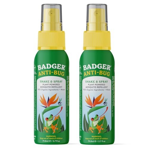 Badger Insektenschutzspray, 3-Stunden Mückenschutz ohne DEET, Familienfreundlich, mit Citronella & Bio-Ölen, Natürlich & Vegan, 2 x 80 ml Aluminiumflasche