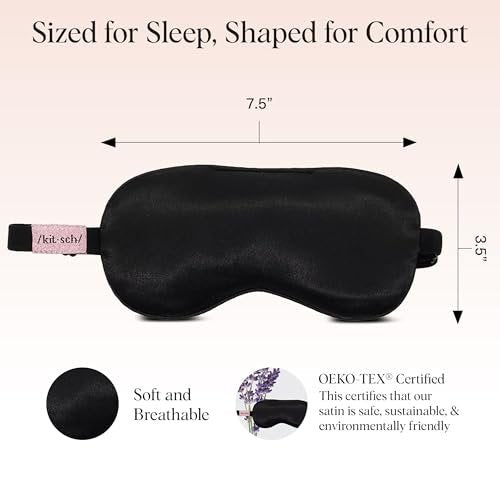 Kitsch Gewichtete Satin Schlafmaske – Leichtblockierende Augenmaske für Reisen und erholsamen Schlaf – Lavendel, verstellbares Band (4,1 oz / 116 g)