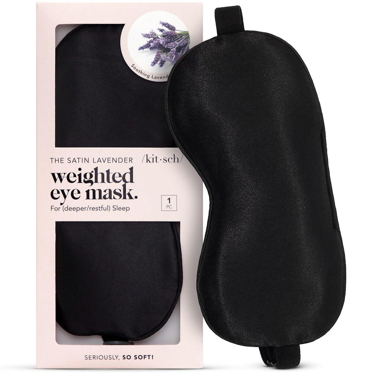Kitsch Gewichtete Satin Schlafmaske – Leichtblockierende Augenmaske für Reisen und erholsamen Schlaf – Lavendel, verstellbares Band (4,1 oz / 116 g)