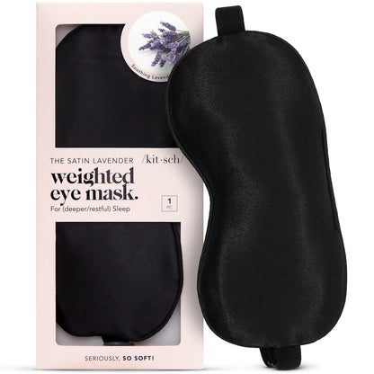 Kitsch Gewichtete Satin Schlafmaske – Leichtblockierende Augenmaske für Reisen und erholsamen Schlaf – Lavendel, verstellbares Band (4,1 oz / 116 g)