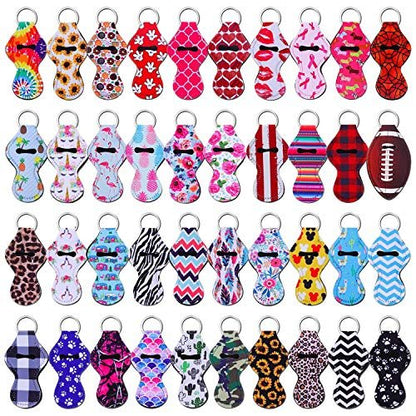shynek Lippenbalsam-Halter Schlüsselanhänger Set, 40 Stück Neopren Schlüsselanhänger für Lippenpflege, Multicolor, tragbar