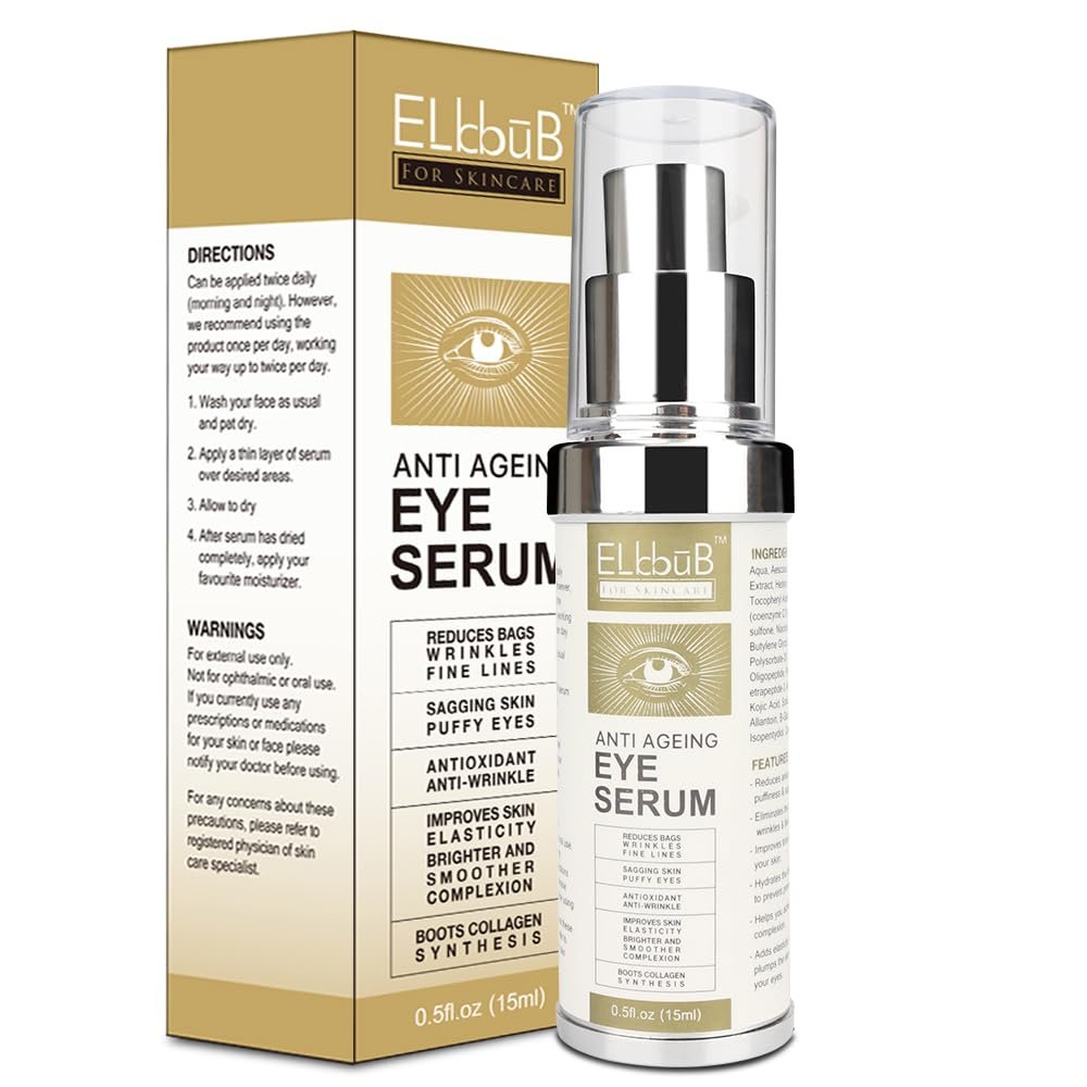 Anti-Aging Augencreme – Anti-Falten Augenserum gegen Schwellungen, dunkle Augenringe, Tränensäcke, Krähenfüße, Falten – Reduziert Falten, schlaffe Haut und Augenschwellungen