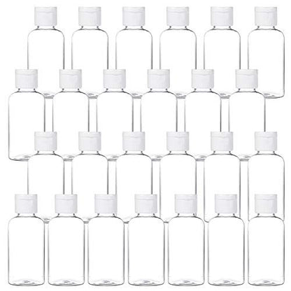 MMonDod 25er Pack 1,7oz/50ml Leere Plastikflaschen Klar Reisebehälter mit Klappdeckel, Drückbare Nachfüllbare Toilettenartikel