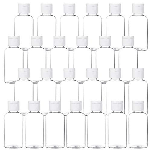 MMonDod 25er Pack 1,7oz/50ml Leere Plastikflaschen Klar Reisebehälter mit Klappdeckel, Drückbare Nachfüllbare Toilettenartikel