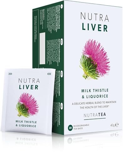 NUTRALIVER Detox Tee für Leberreinigung und Unterstützung - mit Mariendistel, Kurkuma & Fenchel - 20 Teebeutel - Kräutertee von Nutra Tea