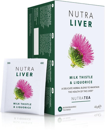 NUTRALIVER Detox Tee für Leberreinigung und Unterstützung - mit Mariendistel, Kurkuma & Fenchel - 20 Teebeutel - Kräutertee von Nutra Tea