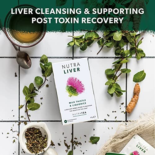 NUTRALIVER Detox Tee für Leberreinigung und Unterstützung - mit Mariendistel, Kurkuma & Fenchel - 20 Teebeutel - Kräutertee von Nutra Tea