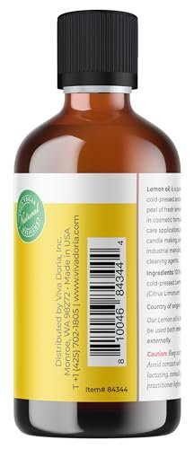 Viva Doria Zitronen-Ätherisches Öl, 100% rein, natürlich, unverdünnt, für Aromatherapie, Lebensmittelqualität, 118 ml (4 Fl Oz)