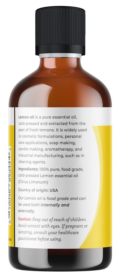 Viva Doria Zitronen-Ätherisches Öl, 100% rein, natürlich, unverdünnt, für Aromatherapie, Lebensmittelqualität, 118 ml (4 Fl Oz)