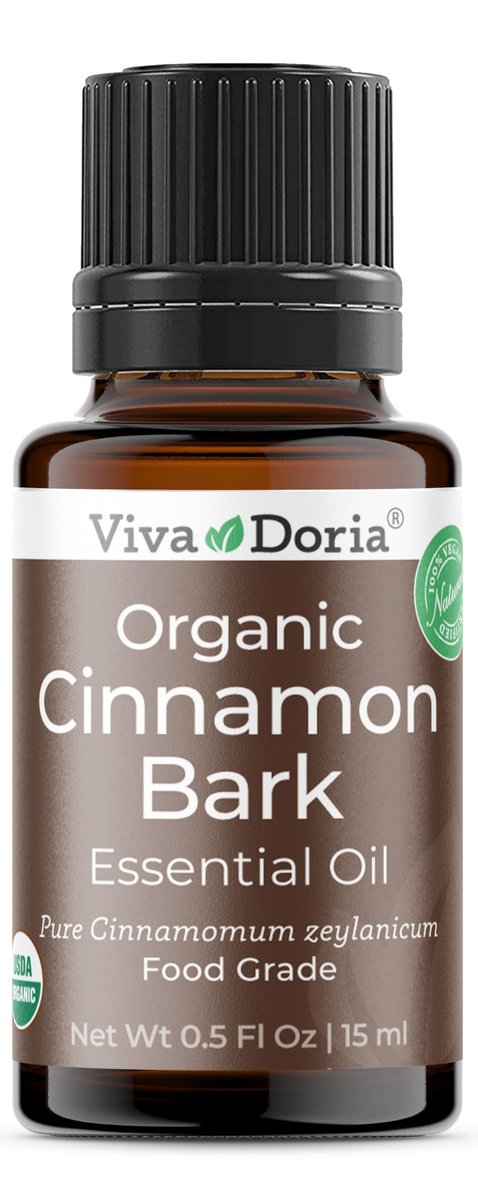 Viva Doria Bio Ceylon Zimtrindenöl – 100% reines, natürliches, unverdünntes, lebensmittelechtes ätherisches Öl, 15 ml