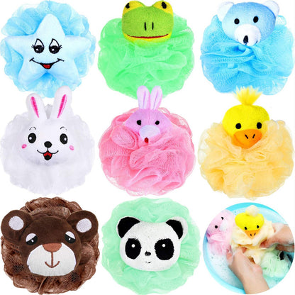 Boao 8er Set Kinder Badeschwämme Tierform Badeschwamm Cartoon Duschschwämme Bunte Mesh Körper Peeling Duschbälle für Jungen Mädchen Erwachsene