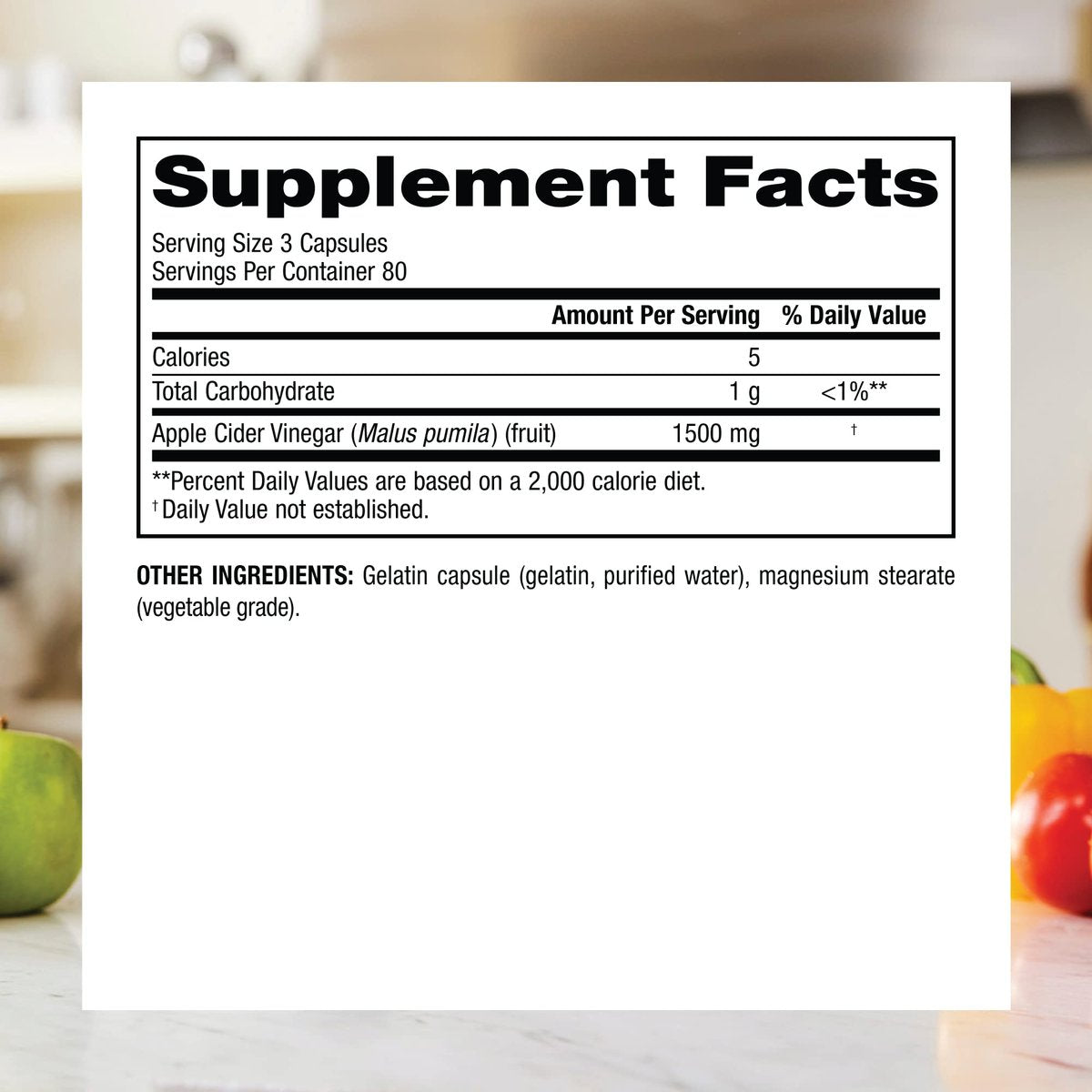Webber Naturals Apfelessig Kapseln mit der Mutter, 1500 mg pro Portion, Hochdosiert, 240 Kapseln = 80 Portionen, Natürliche Verdauungsunterstützung, Zucker-, Milch- & Glutenfrei