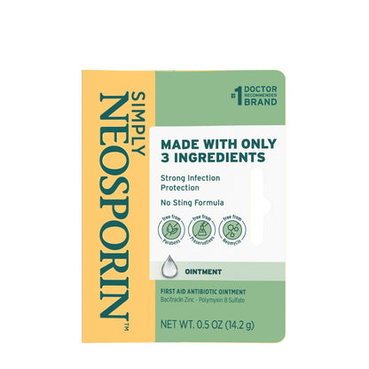 Neosporin Simply Formula 3-Zutaten Antibiotische Salbe für Erste Hilfe und Wundversorgung mit Bacitracin Zink und Polymyxin B Sulfat, Konservierungsmittel-, Paraben- und Neomycin-frei, 0,5 Unze