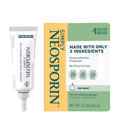 Neosporin Simply Formula 3-Zutaten Antibiotische Salbe für Erste Hilfe und Wundversorgung mit Bacitracin Zink und Polymyxin B Sulfat, Konservierungsmittel-, Paraben- und Neomycin-frei, 0,5 Unze